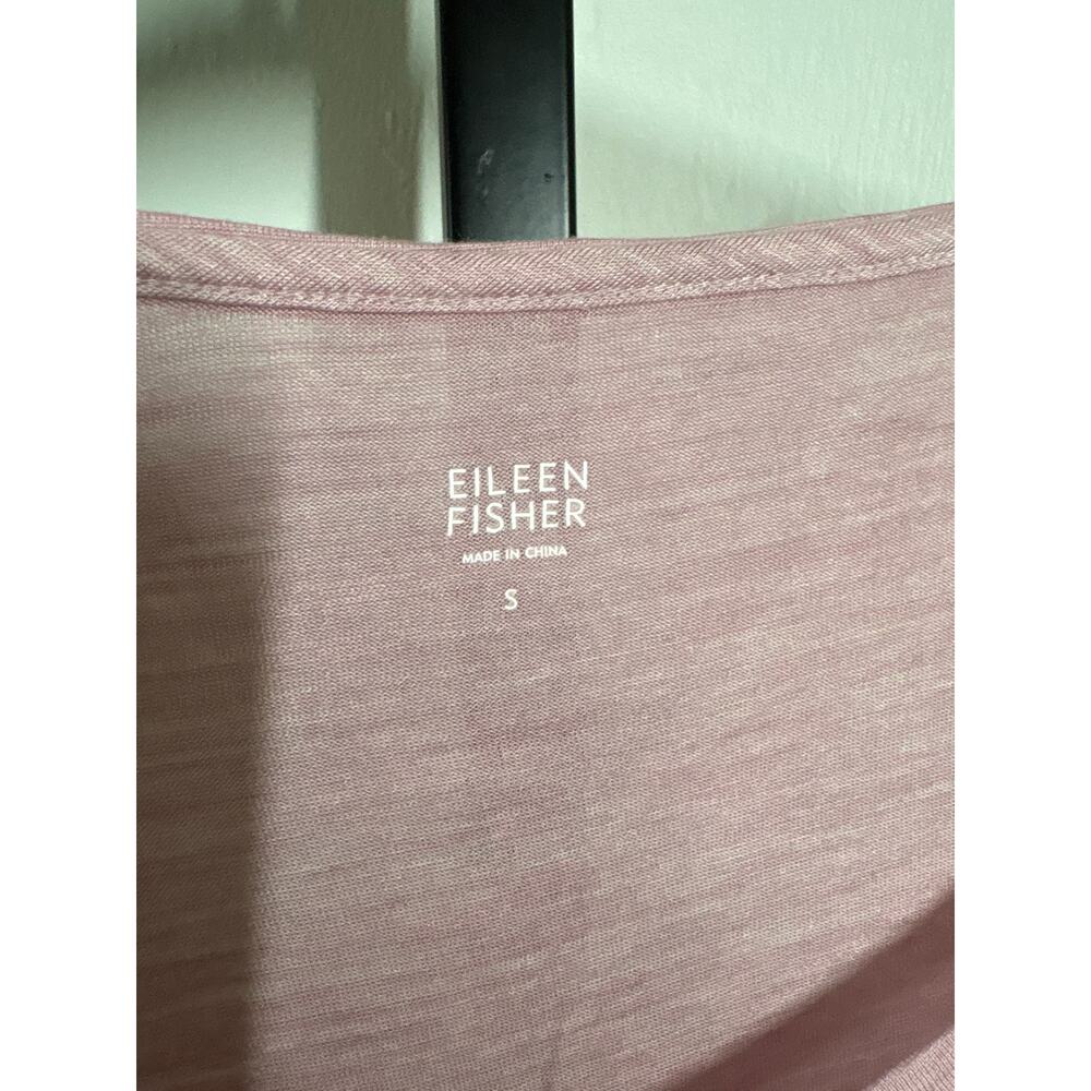 Eileen Fisher Silk Cotton Tee Womens Small Pink Sheer 3/4 Sleeve Lightweight - Picture 5 of 7